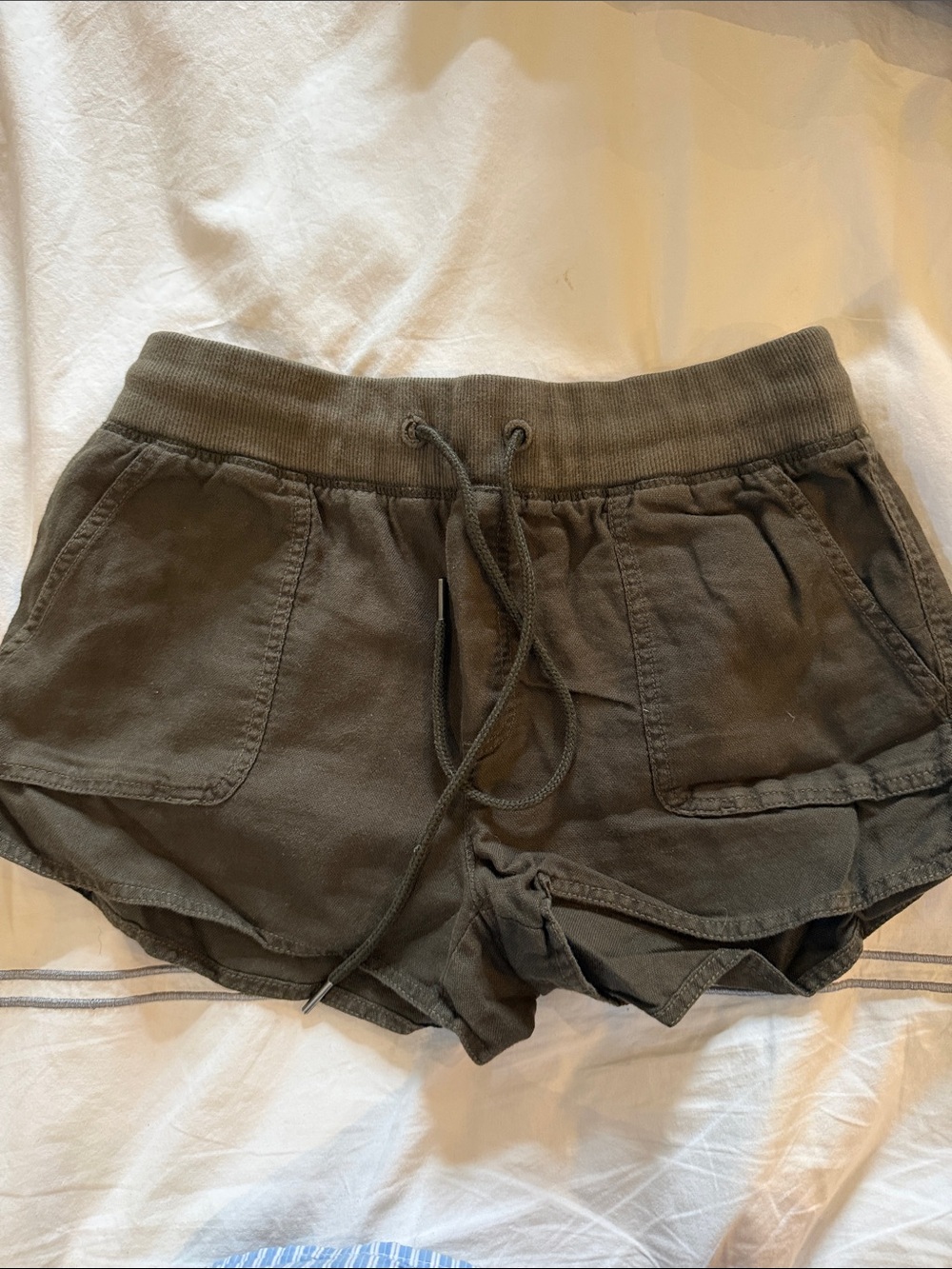 Aritzia Olive Drawstring Casual Shorts